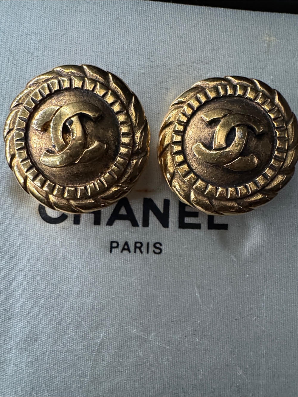 CHANEL Gold-Tone CC Button Hair Clips